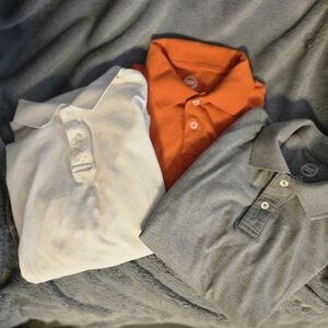 Set of Three Polo Shirts - White, Orange, Gray
